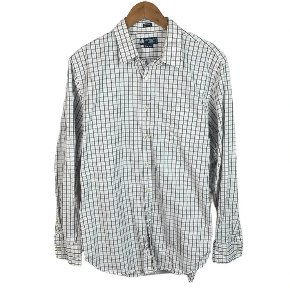 BF1225 Men’s J. Crew Haberdashery 80s 2 Ply Button Down Dress Shirt 16-16.5 L